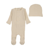 Bee & Dee 6 Button Waffle Wrap Footie And Hat - Ivory Boys