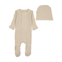 Load image into Gallery viewer, Bee &amp; Dee 6 Button Waffle Wrap Footie And Hat - Ivory Girls