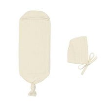 Load image into Gallery viewer, Peluche Ribbed Knit Cocoon &amp; Bonnet - Cream