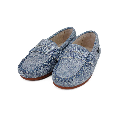 Camille Shoes Stella -LEATHER Faded Blue Denim MATERIALS LOOK