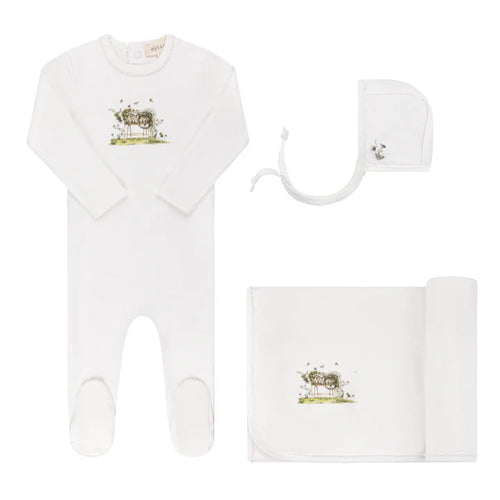 Ely's & Co Watercolour Cradle Collection 3PC Layette Set - Ivory Girl