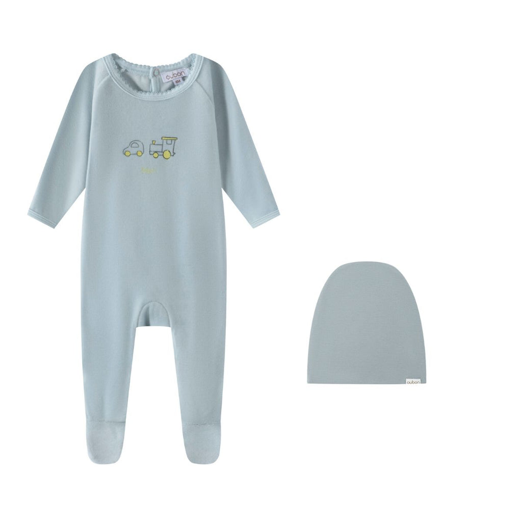 Oubon Truck Print Footie And Hat - Boys