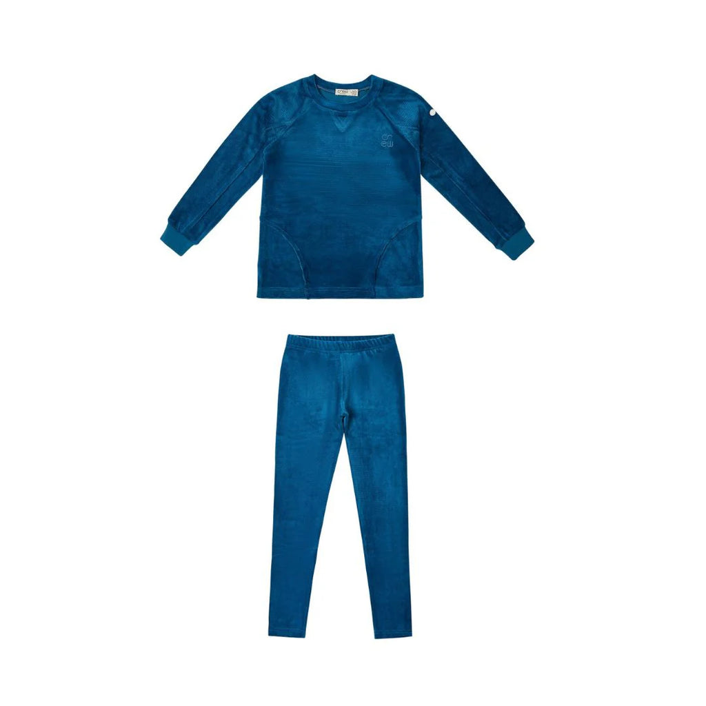 Crew Rib Velour Set - Blue