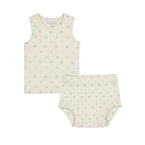 Lovely Littles Printed Tank And Bloomer Set - Darya Sea