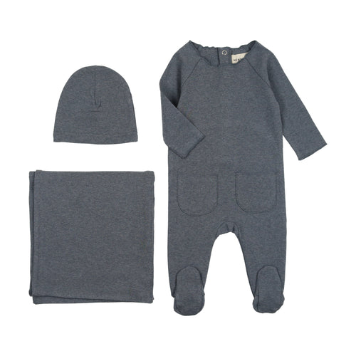 Mema Knits Heathered Roll Neck 3PC Set - Sea Blue