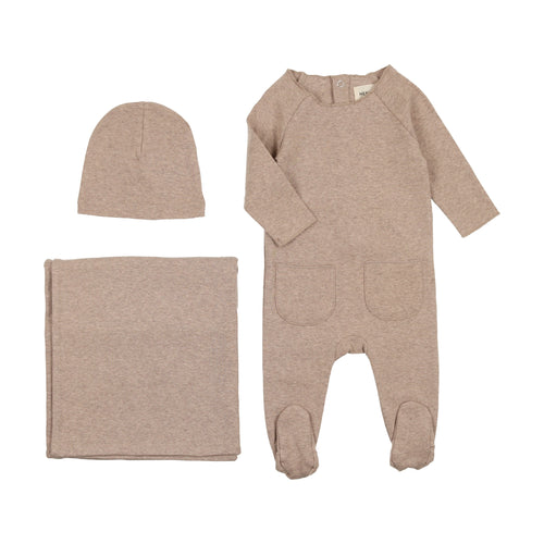 Mema Knits Heathered Roll Neck 3PC Set - Oatmeal