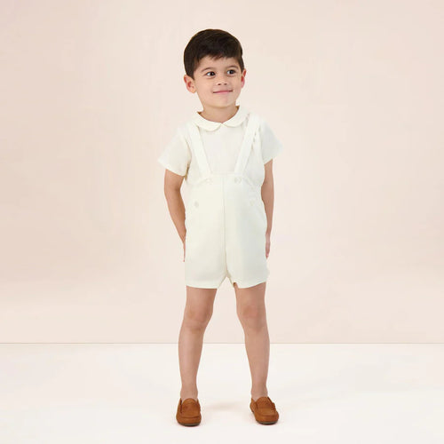 Lil Legs Suspender Shorts - Cream