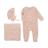 Mema Knits Velour Pico Edge 3PC Set - Pink