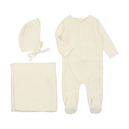 Mema Knits Velour Pico Edge 3PC Set - Cream