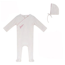Load image into Gallery viewer, Bubani Girls Colored Stitching Collection Velour Footie And Bonnet