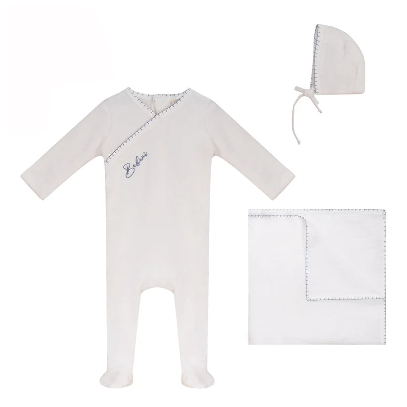 Bubani Boys Colored Stitching Collection Velour Layette Set