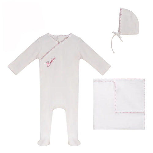 Bubani Girls Colored Stitching Collection Velour Layette Set