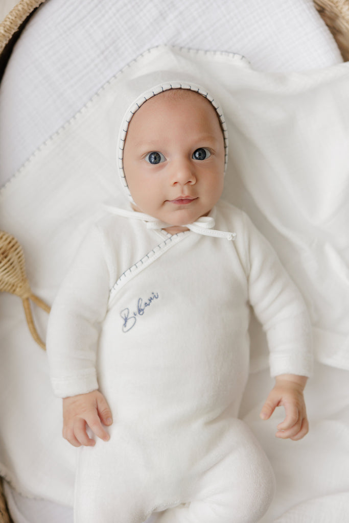 Bubani Boys Colored Stitching Collection Velour Layette Set