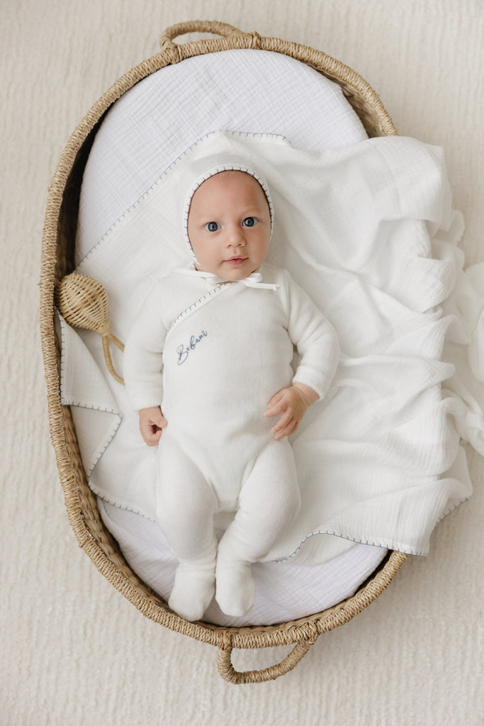 Bubani Boys Colored Stitching Collection Velour Layette Set