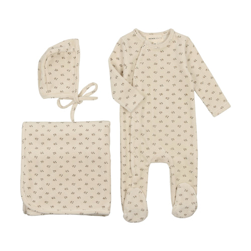 Mema Knits Floral Bud 3PC Set - Printed Blue