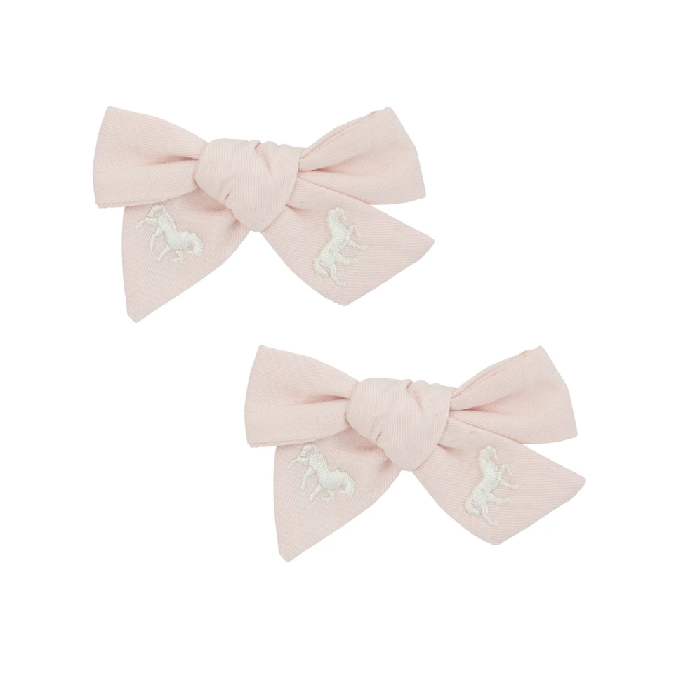 Le Enfant Petite Épopée Embroidered Bows (2 Pack) - Pink