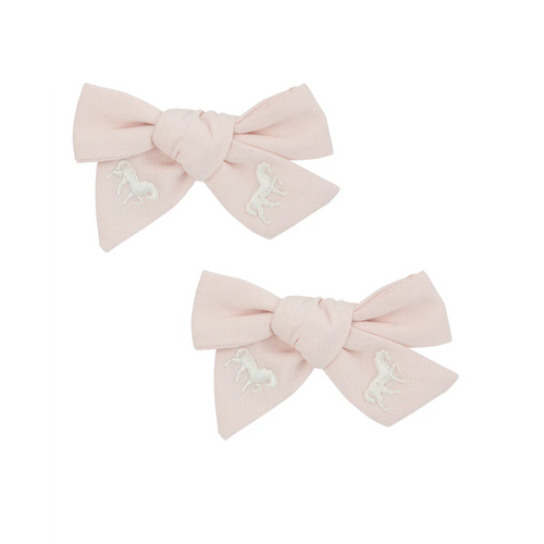 Le Enfant Petite Épopée Embroidered Bows (2 Pack) - Pink