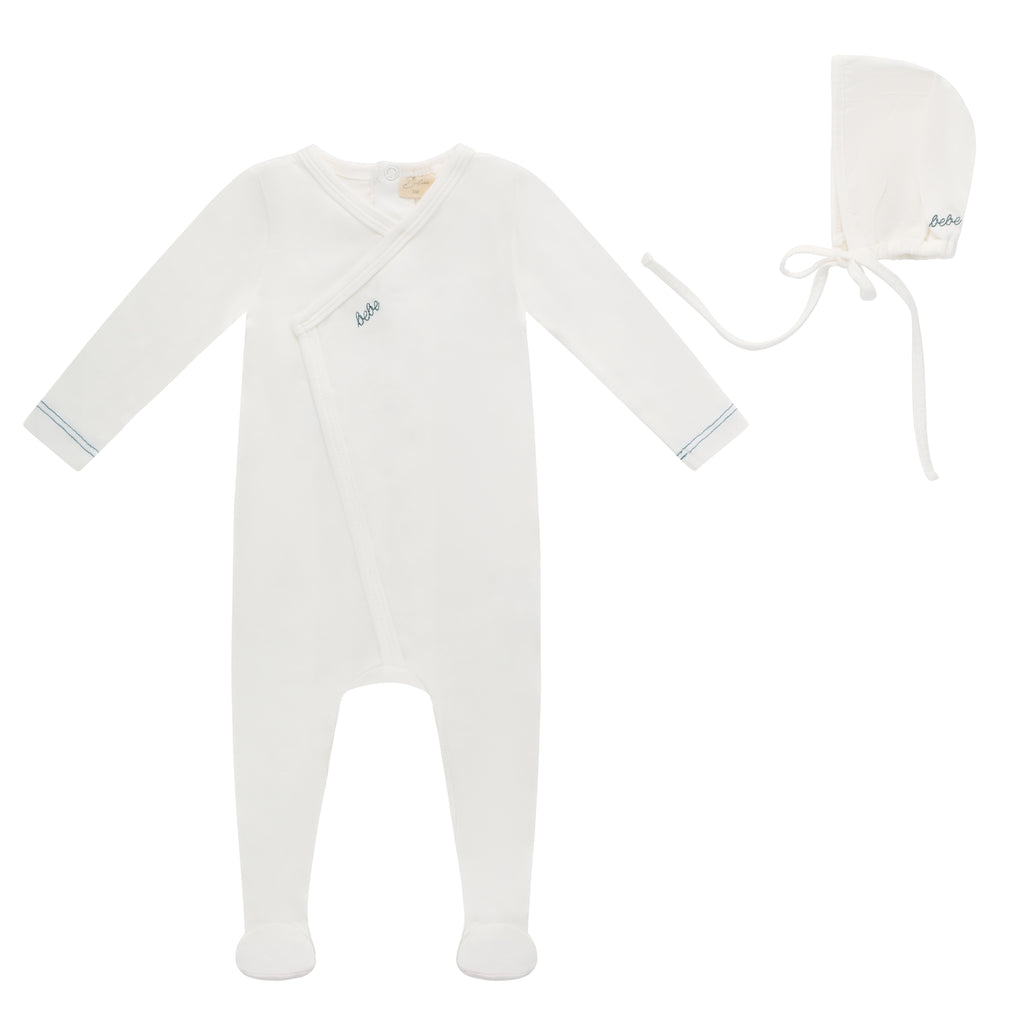 Bubani Bebe Collection Boys Footie And Hat - White