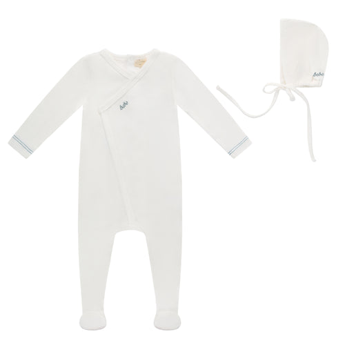 Bubani Bebe Collection Boys Footie And Hat - White