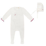 Bubani Bebe Collection Girls Footie And Hat - White