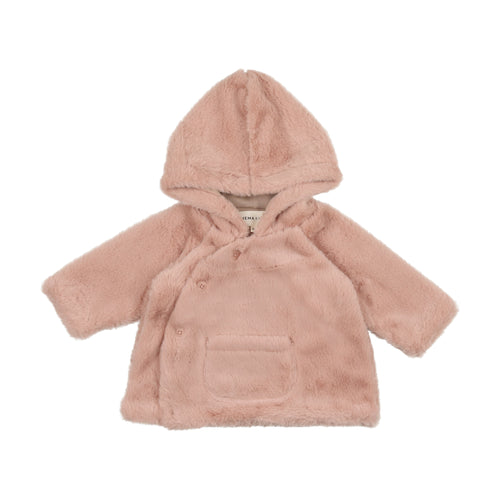Mema Knits Fur Jacket +Beanie - Pink