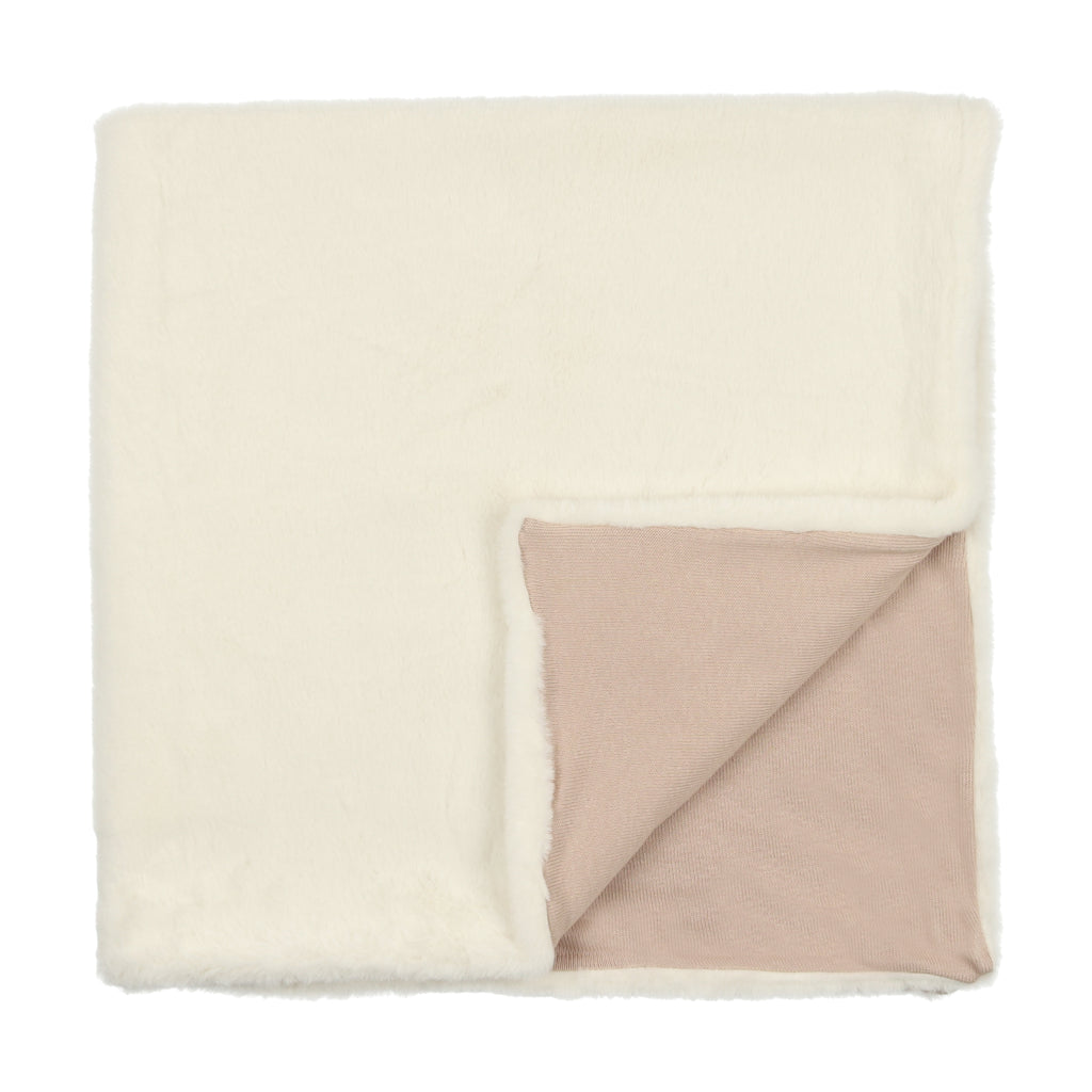 Mema Knits Fur Marrow Edge Blanket - Cream