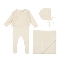 Load image into Gallery viewer, Mema Knits Knit Footie with Cropped Cardigan Set - Cream