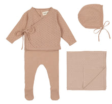 Load image into Gallery viewer, Mema Knits Knit Footie with Cropped Cardigan Set - Pink