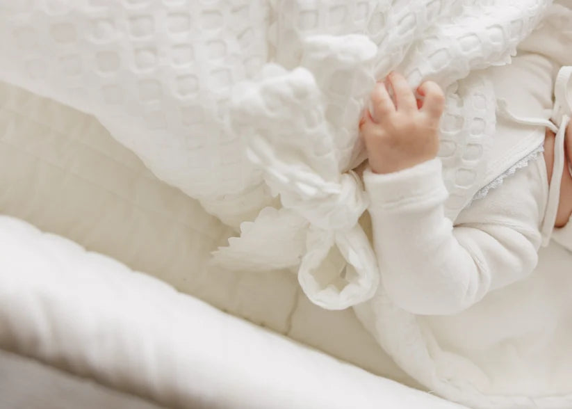 Bubani Lace Piquet Fabric Wrap Blanket - White