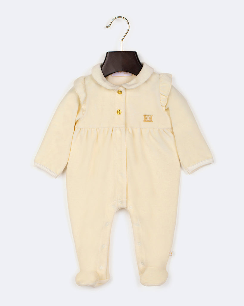 Escada Velour Footie - Antique White