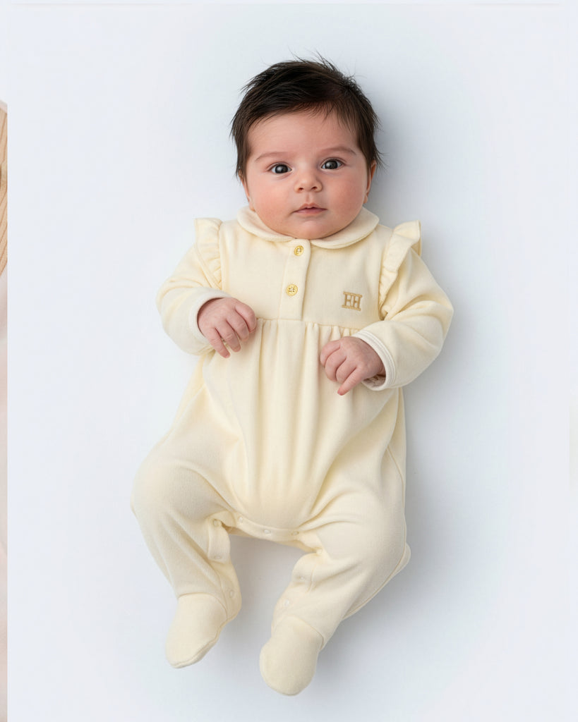 Escada Velour Footie - Antique White