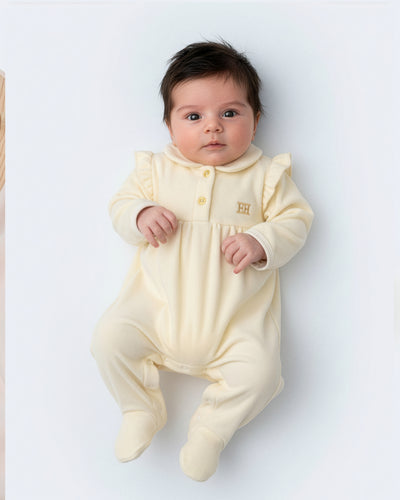 Escada Velour Footie - Antique White