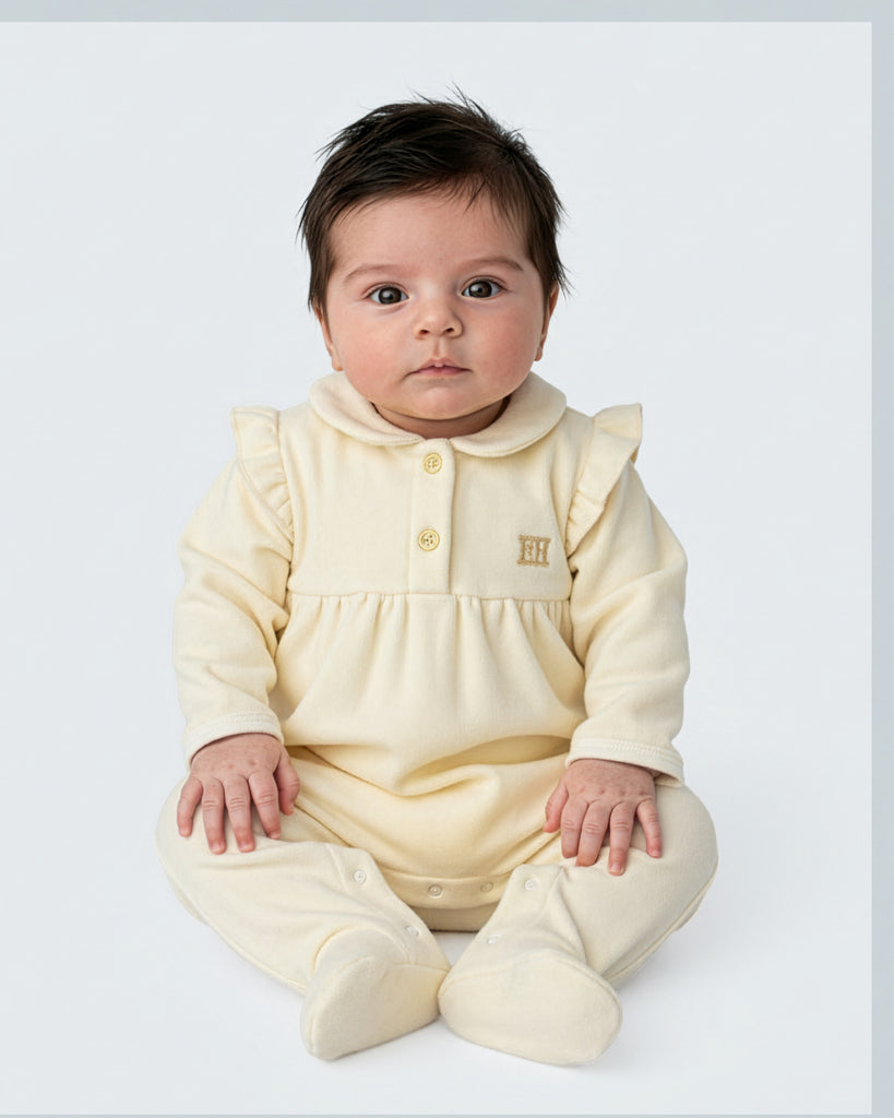 Escada Velour Footie - Antique White