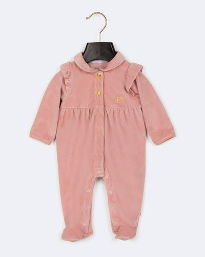 Escada Velour Footie - Bridal Rose
