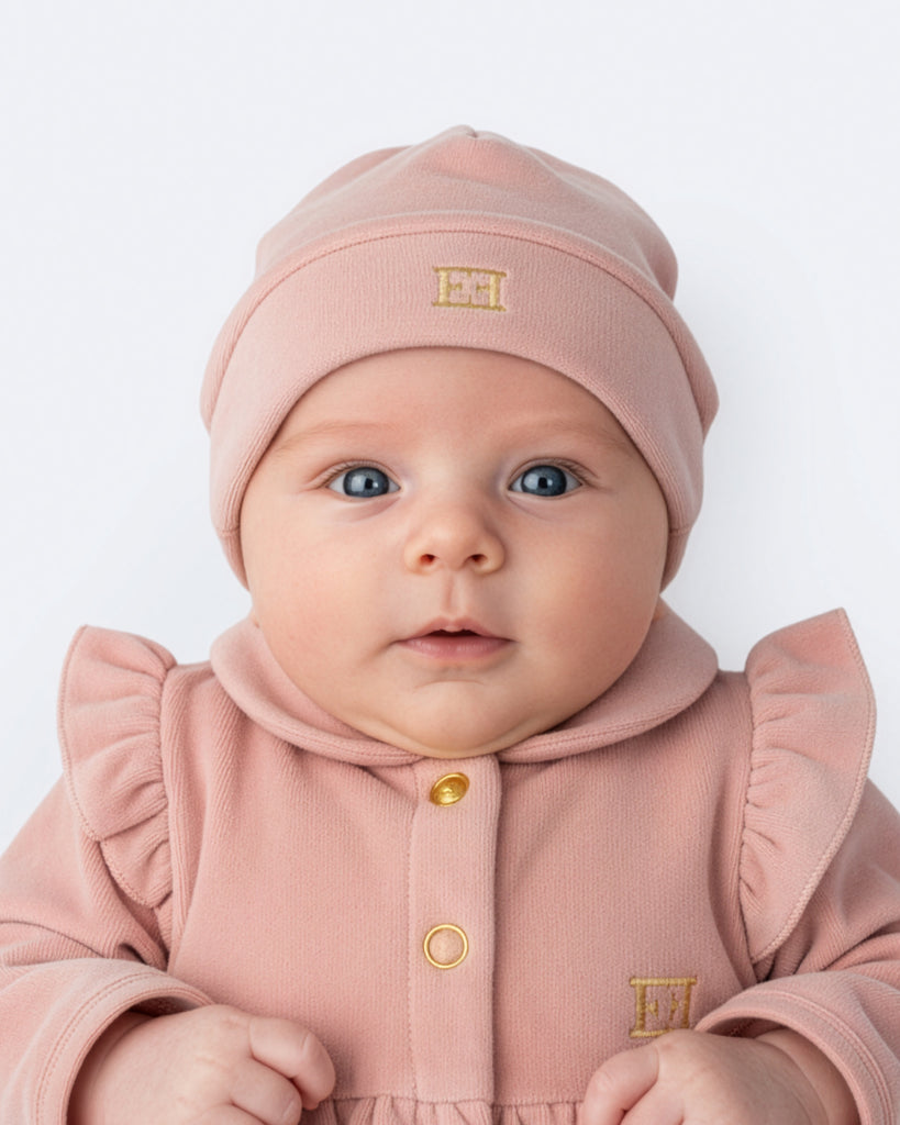 Escada Newborn Logo Hat - Bridal Rose