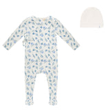 Bubani Ribbe Leaf Footie And Hat - Blue Floral