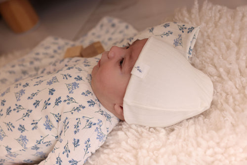 Bubani Ribbe Leaf Footie And Hat - Blue Floral