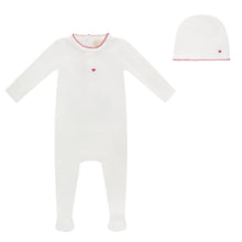 Load image into Gallery viewer, Bubani Heart Collection Footie And Hat - White