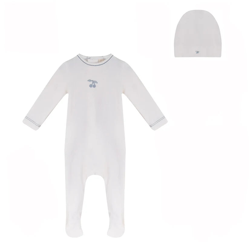 Bubani Boys Eyelet Cherry Collection Footie And Hat