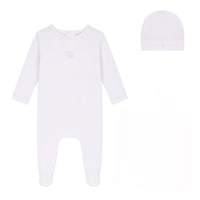Load image into Gallery viewer, Bubani Girls Eyelet Cherry Collection Footie And Hat