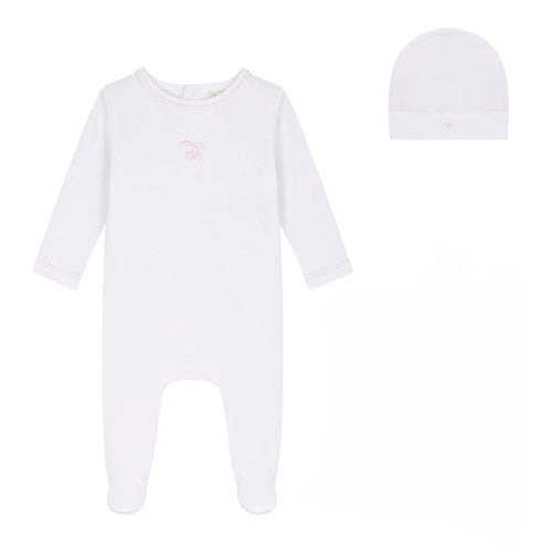 Bubani Girls Eyelet Cherry Collection Footie And Hat