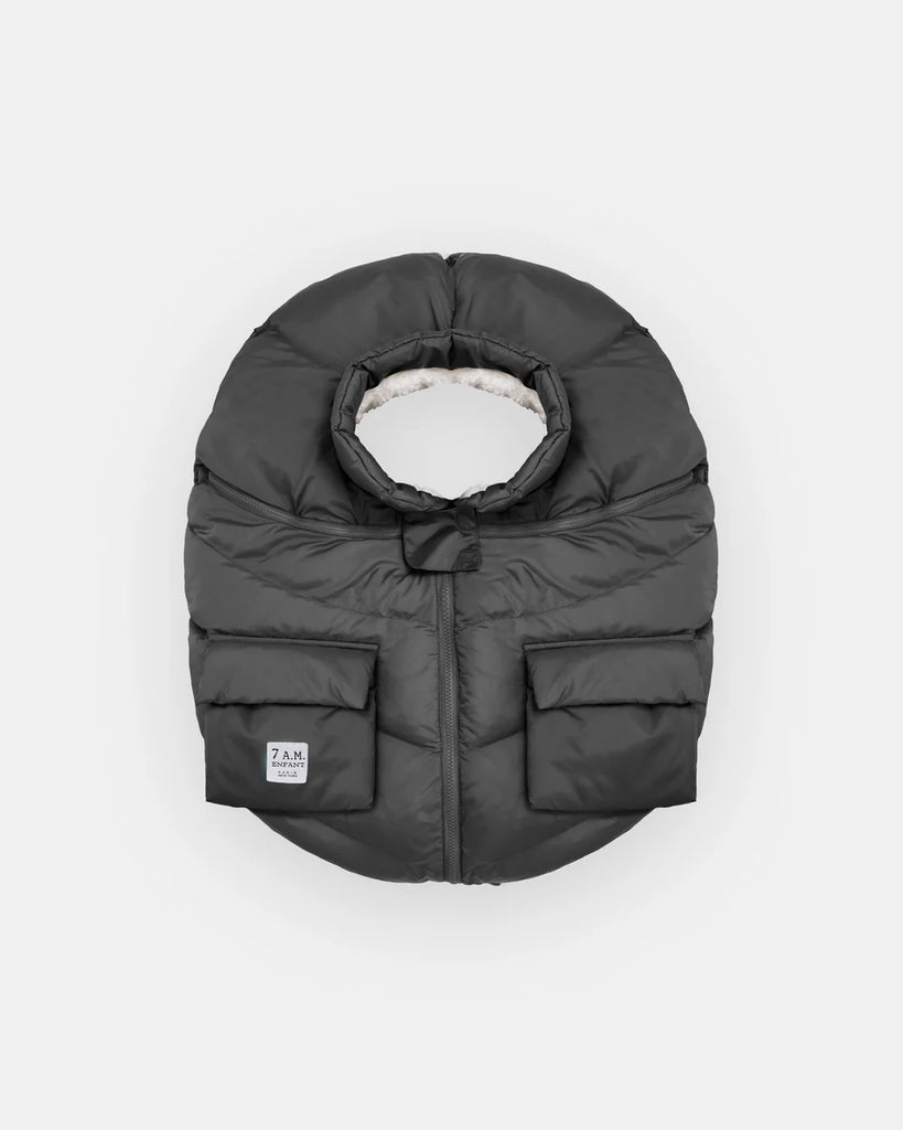 7AM Car Seat Cocoon - Black Oslo Plush