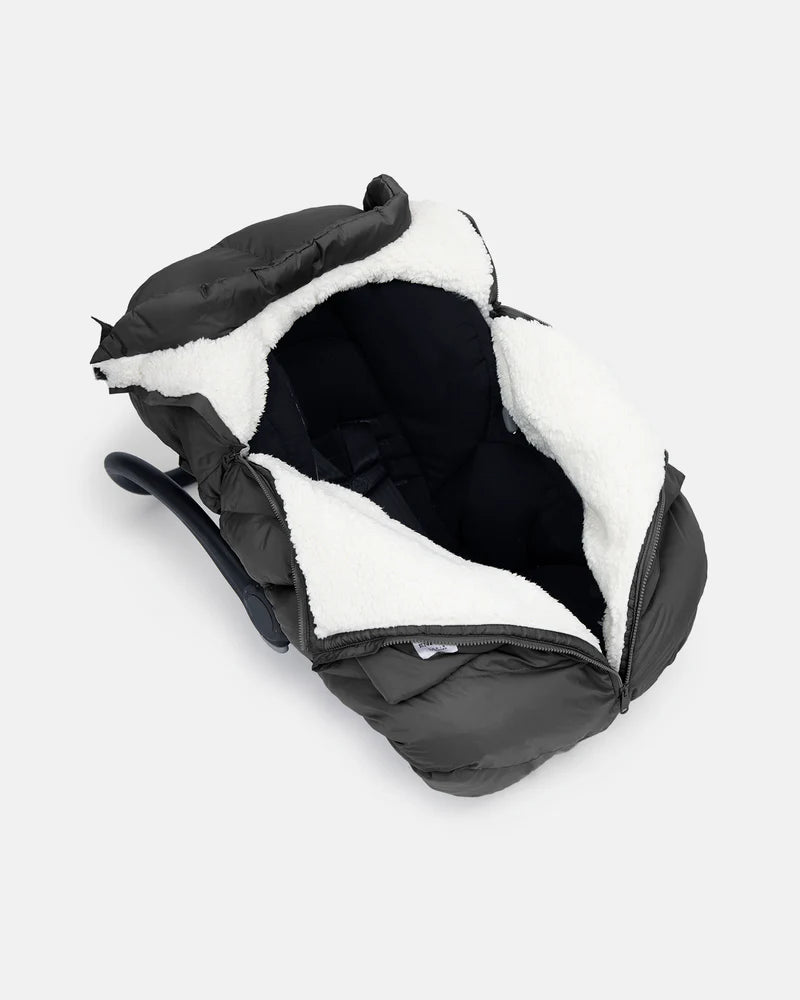 7AM Car Seat Cocoon - Black Oslo Plush