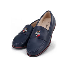 Load image into Gallery viewer, Camille Shoes Ecolier Navy Plaid Leather