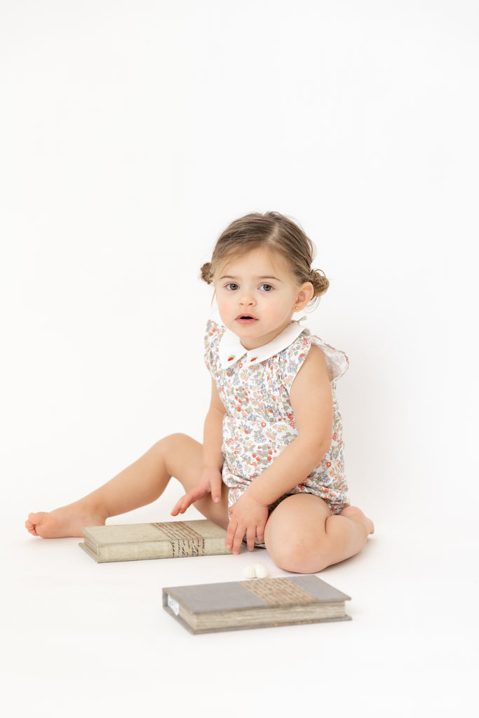 Nou Nelle Strawberry Embroidered Romper