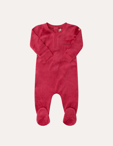 Crew Velour Track Romper - Pink