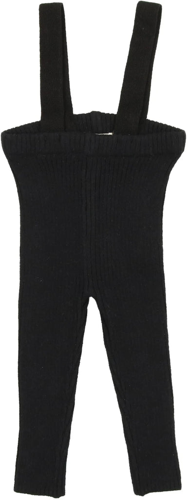 Lil Legs Knit Long Suspender Leggings - Black