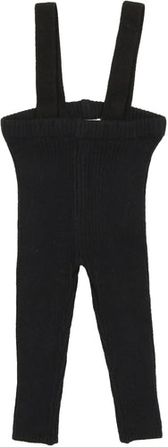 Lil Legs Knit Long Suspender Leggings - Black