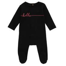Load image into Gallery viewer, Cadeau Little Hello Footie - Black Base - Girl