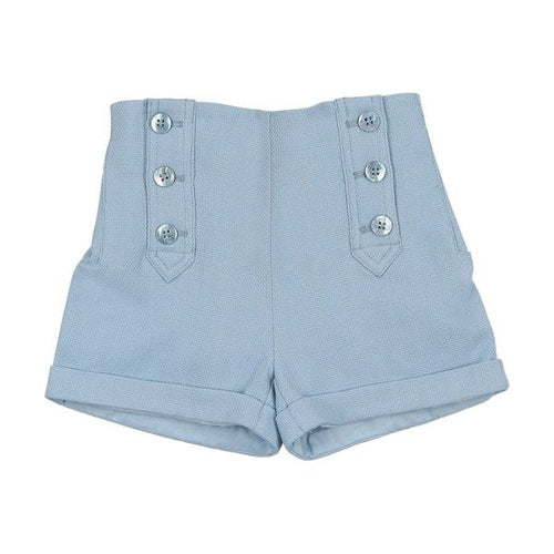 Coco Blanc Button Shorts - Pale Blue